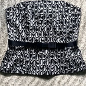 Size 12 black and white satin bustier with removable belt - LIKE NEW